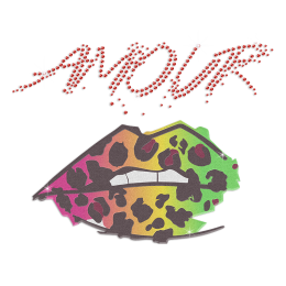 Amour & Leopard Lips Printable Glitter Rhinestone Heat Transfer